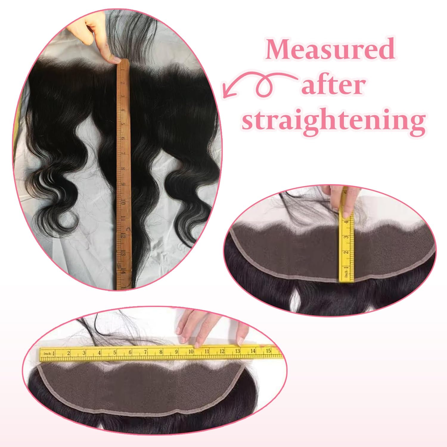 13X4 Lace Frontal Closure Body Wave Human Hair Ear to Ear HD Lace Frontal Closure Free Part Brazilian Body Wave Hair Extensions 150% Density Human Hair Pre Plucked with Baby Hair 8 Inch